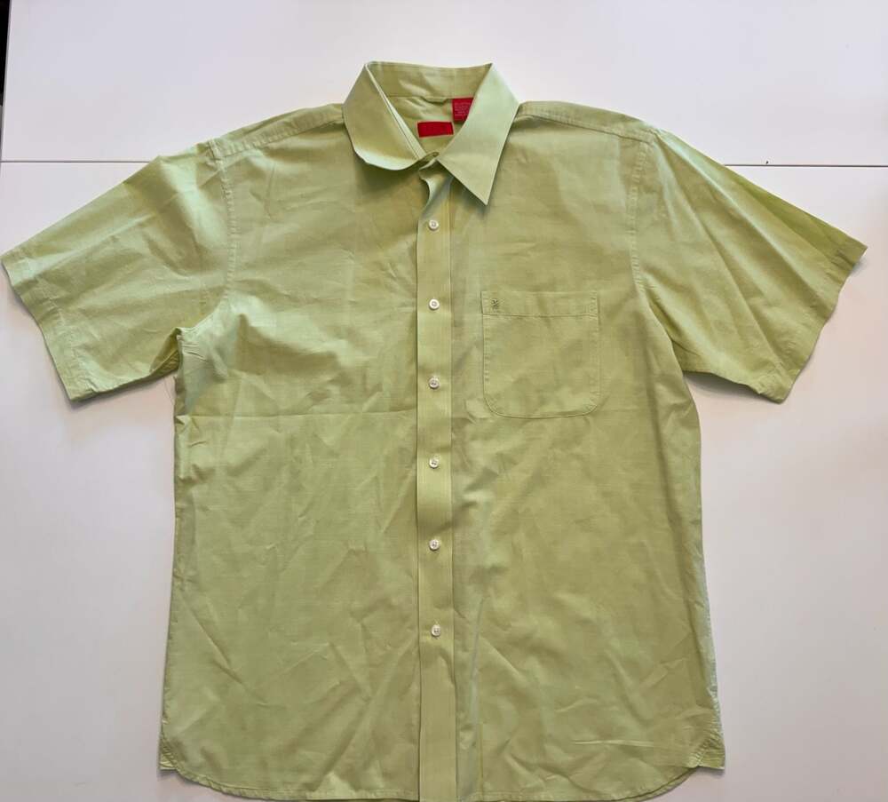 IZOD Men's Short Sleeve Button Down Shirt Light Green Size L